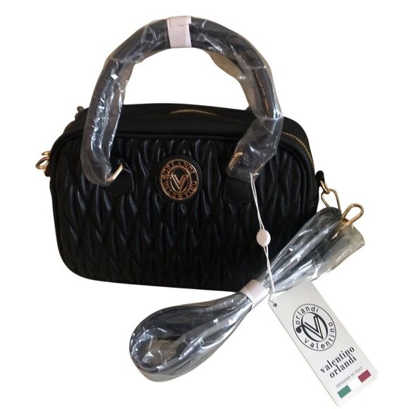 NWT VALENTINO Orlandi Black East West Handbag with Crossbody Strap